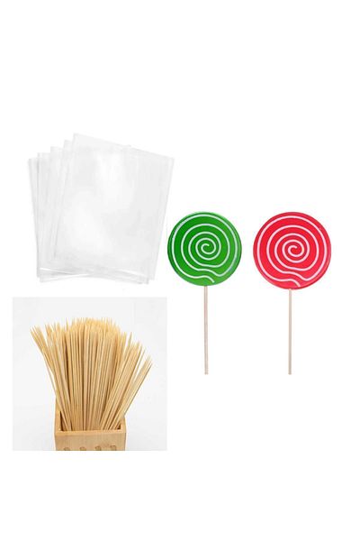 adin tasarım 201 Pieces Cookie Lollipop Cake Cakepops Making Kit - Red Ribbon Lollipop Stick