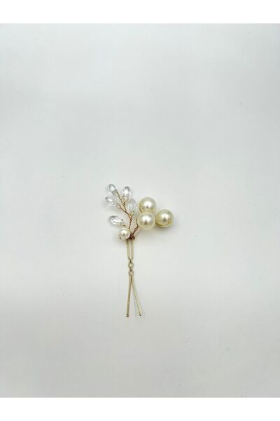 Pearly Handmade Agrafă de păr din aur cu perle de piatră albă