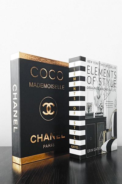 ndukkan Coco Black Gilt and Elements 2-Piece Decorative Book Box Appearance Set