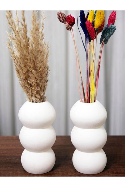 stonnish 14 cm Bubble Vase - Set of 2 Raw White Decorative