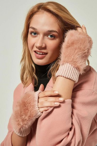 Luminos Butik Pink Wool Fur Cut Gloves - Women's Eld30
