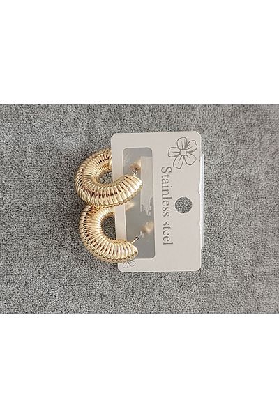 Aylish Bijuteri Small Bomb - Gold Hoop Steel Earrings
