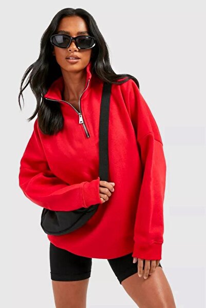 Risil-Nu Company Yeni Sezon İçi Şardonlu Kışlık Yarım Fermuarlı Kalın Sweatshirt