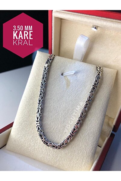 vogutima jewelery&silver by timuçin mavili Erkek Gümüş Kolye - 3.5mm Kare Kra...