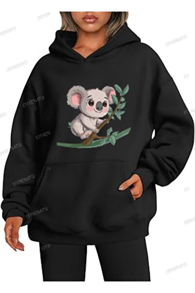 EFFRENATU Women's Large Size Hooded Trendy Sweatshirt