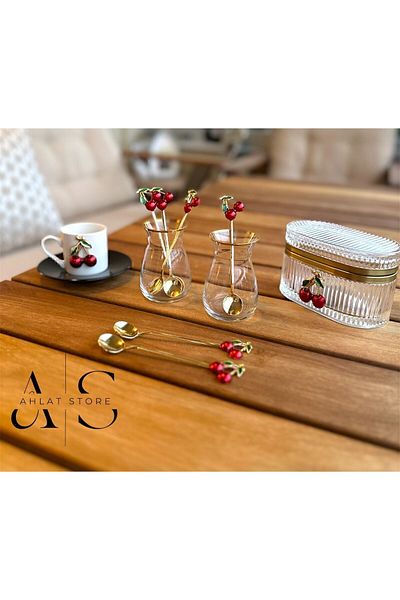 Store 6 قطع من ملاعق الكرز وملعقة قهوة وشاي الكرز وملعقة حلوى