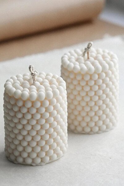 Mumy Desing 2 Li Bubble Silindir Mum Kokulu Pearl Vegan Mum