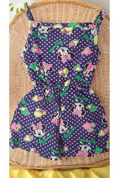 aytex Colorful Patterned Baby Girl Summer Jumpsuit with Shorts and Straps