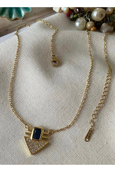 SU PERİSİ TAKI BİJUTERİ الصلب الذهب مثلث الياقوت الأحجار الكريمة قلادة