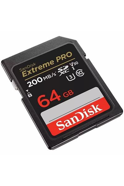 SanDisk بطاقة ذاكرة Sdxc سعة 64 جيجابايت بسرعة 200 ميجابايت/ثانية من إكستريم برو