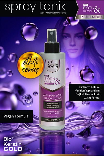 Bio Keratin Gold Biotin & Caffeine Anti-Shedding Hair Tonic Helps Fast Grow 200 ml