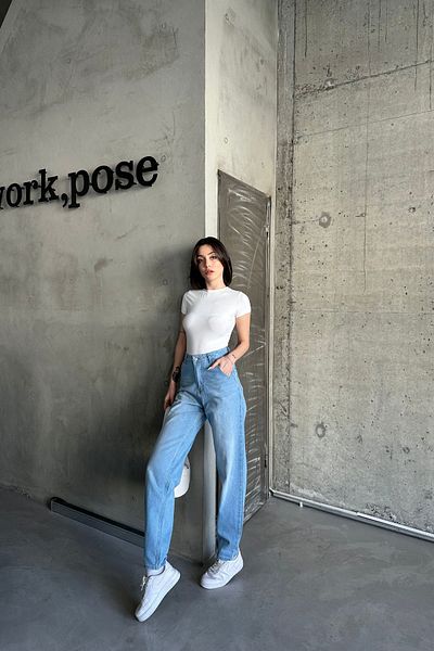 XRAY JEANS Pantaloni largi de damă cu talie înaltă, albastru gheață