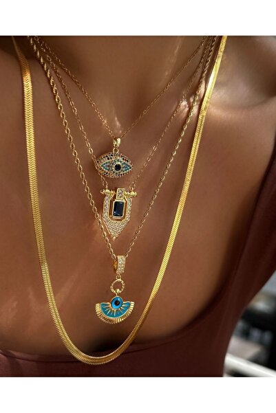 SU PERİSİ TAKI BİJUTERİ Çelik Gold Safir Taşlı Kolye