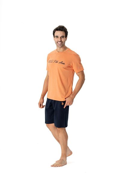 U.S. Polo Assn. Η.Π.Α. Polo Assn. Ανδρικό σορτς πορτοκαλί με στρογγυλή λαιμόκοψη 02Y.K1.M.8KE7.X.R7.