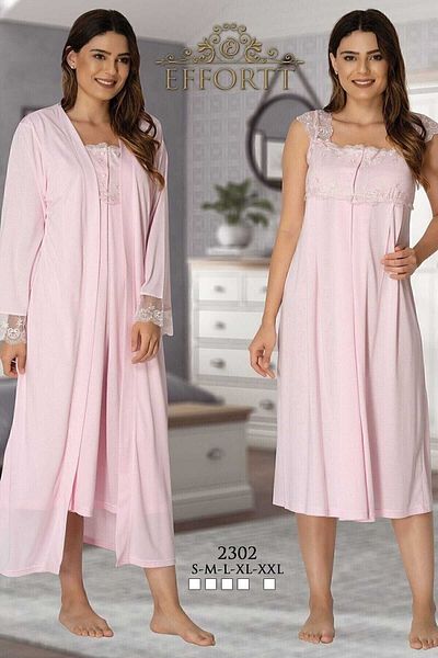 Effort Pijama Pregnant Efortt Maternity Nightgown Dressing Gown Set Pink