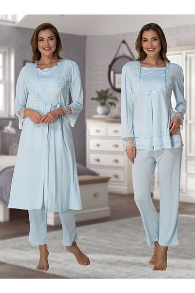 Effort Pijama Set de halate de pijamale de maternitate albastre pentru femei