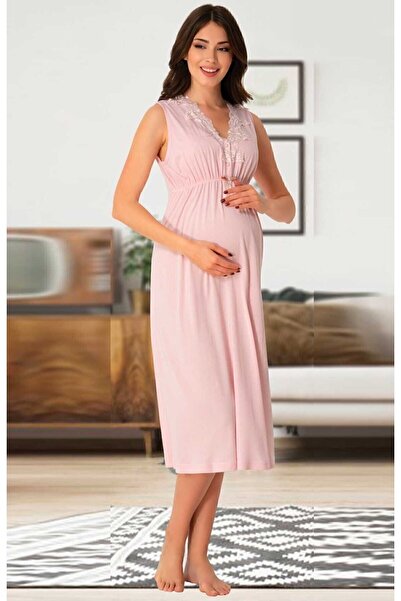 ByLohusa Cămașă de noapte de maternitate din dantelă roz Effortt