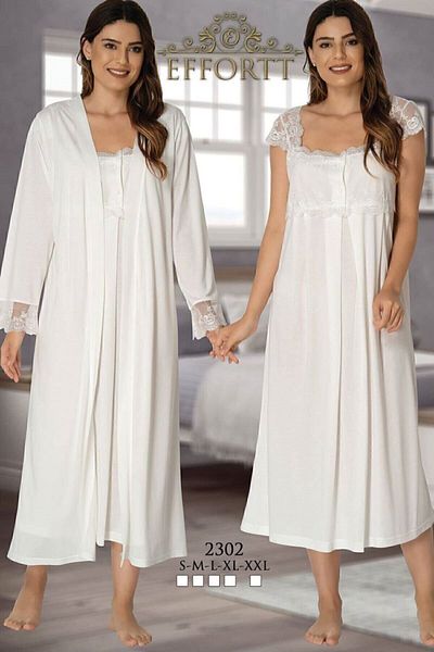 Effort Pijama Maternity Nightgown Set with Dressing Gown