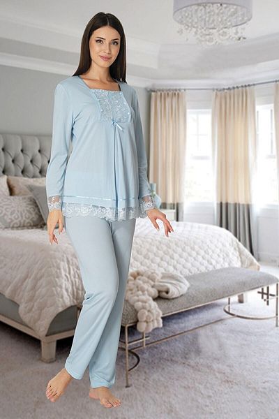 Effortt Set de pijamale de maternitate Mayss Collections 3045 Blue Color