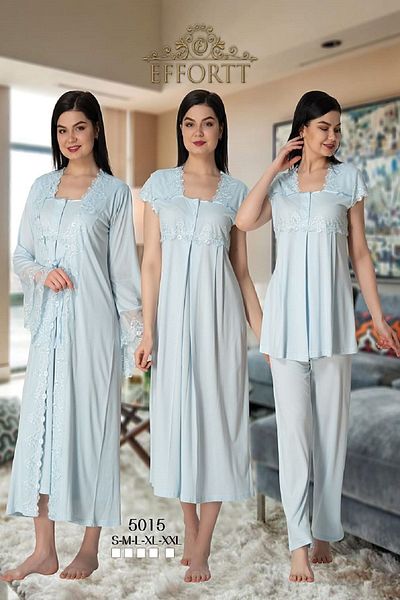 Effort Pijama 5015 Maternity Set with Blue Dressing Gown