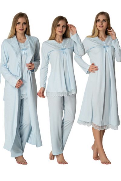 Effort Pijama Set de 4 pentru maternitate, albastru, pentru femei 4036
