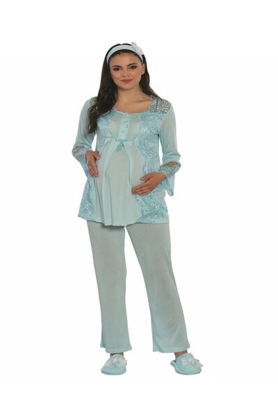 By Mecit Pijama من Mecit طقم بيجامة للحوامل باللون الفيروزي 5015