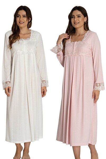 HAMİLE ÇARŞI ثوب نوم للحوامل بأكمام طويلة للنساء من إكرو