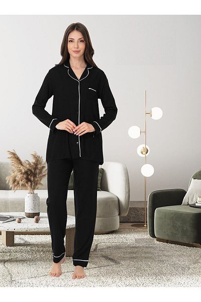 Effortt Set de pijamale țesute cu nasturi
