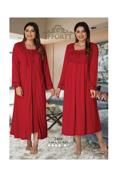 Effort Pijama Cămașă De Noapte Pregnant Effort Maternitate Mânecă Lungă Roșie