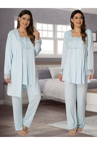 Effort Pijama Set de pijamale cu mânecă lungă pentru maternitate, albastru, pentru femei 2401