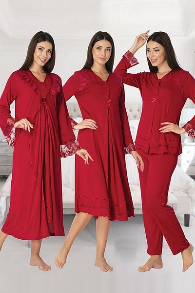 Effort Pijama Zerre Bebe Women's Fuchsia Effort 2426 Maternity Long Sleeve Set of 4