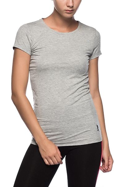 U.S. Polo Assn. Γυναικείο μπλουζάκι γκρι μελανζέ κοντό μανίκι O λαιμό Usb66002