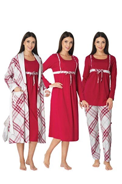 Effortt 8086 Γυναικείο Φούξια Σετ Νυχτικό εγκυμοσύνης 4 τεμαχίων