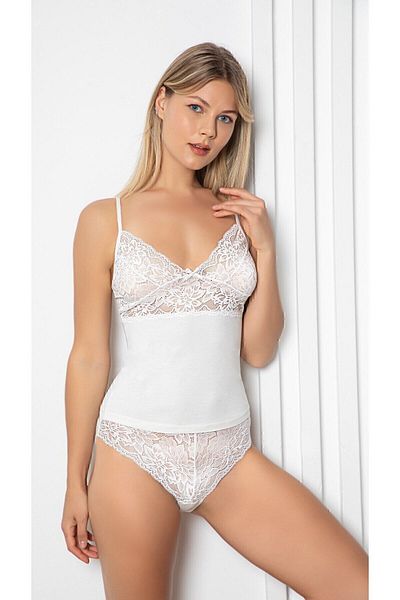 Mod Collection Z.E.6T.A.0G.R.3P Set de chiloți / camisole din bumbac pieptănat cu dantela pentru femei Z.E.6T.A.0G.R.3P
