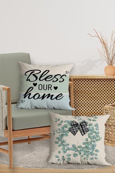 Belle Benoit Set de 4 fețe de pernă cu imprimeu digital pastel pe două fețe – cu fermoar, 43x43 cm