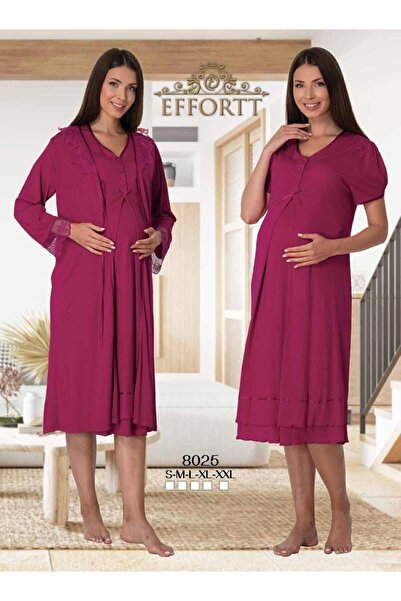 Effortt Fuşya Mayss Collections 8025 - Σετ νυχτικό και νυχτικό εγκυμοσύνης