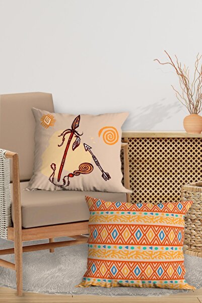 Belle Benoit Set of 4 Double-Sided Digital Printed Tribal Pattern Pillow Cases Throw Pillow Case Set – Zippered 43X43