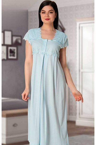 Effort Pijama Set cămașă de noapte de maternitate cu guler albastru pentru femei 5013m