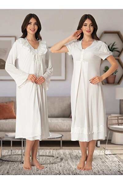 CT MODA طقم ثوب نوم للحوامل بأكمام قصيرة من Effort Ecru