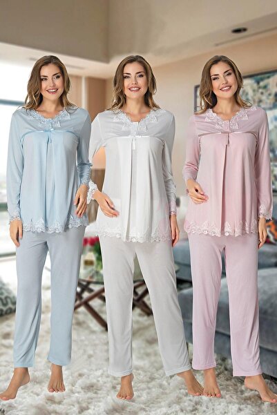 Effortt طقم بيجامة للحوامل بأكمام طويلة Effort 7032-ecru