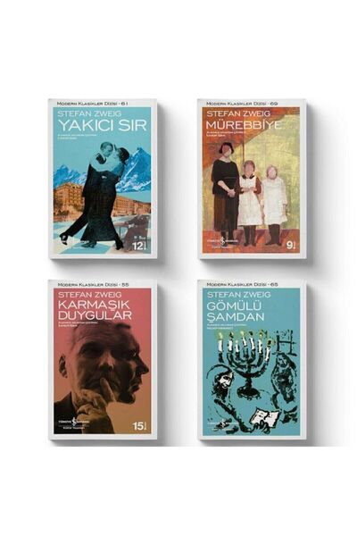 TÜRKİYE İŞ BANKASI KÜLTÜR YAYINLARI Stefan Zweig Seti 4 Kitap - Yakıcı Sır - Gömülü Şamdan - Mürebbiye - Karmaşık Duygular