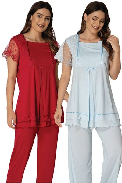Effort Pijama Set de pijamale cu mâneci scurte pentru maternitate Effort Blue 2051