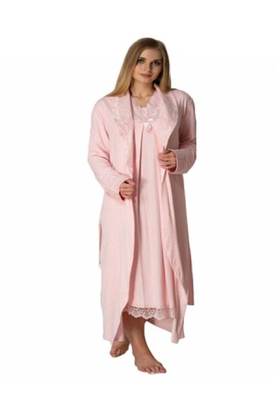 Effortt Women's Pink Maternity Nightgown and Dressing Gown