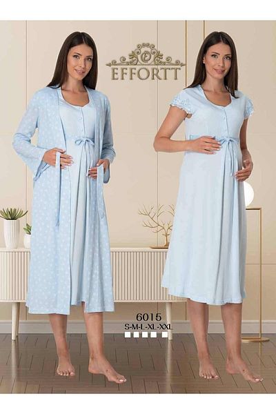 Effortt Mayss Collections 6015 - Set halat de maternitate și cămașă de noapte albastră