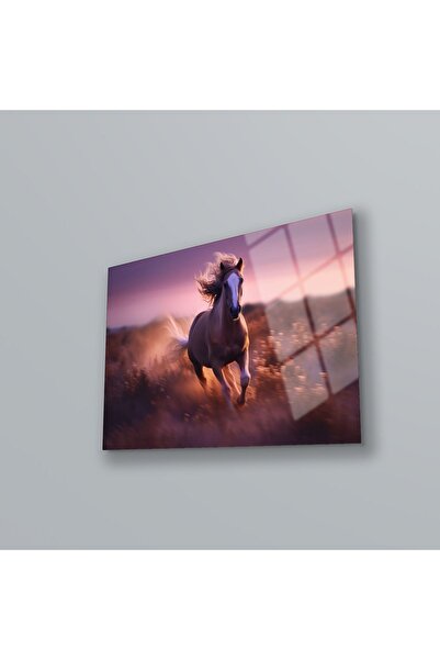 BV DEKOR Γυάλινος πίνακας τοίχου με άλογα, Διακόσμηση τοίχου από γυαλί με ζώα...