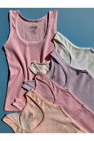 VicTroy Set of 5 Girls' Cotton Classic Undershirt - Perforated Model