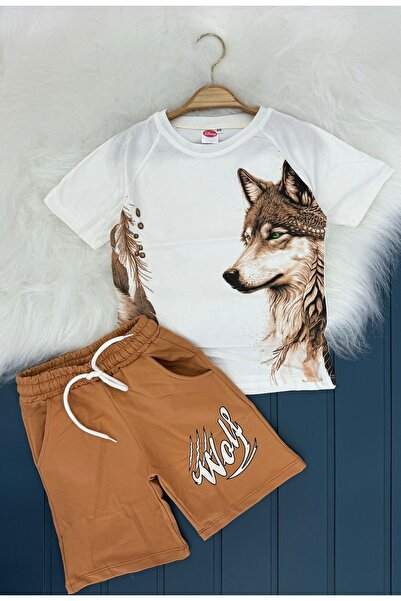Yusuf Kids Wolf Patterned Men's Shorts Set