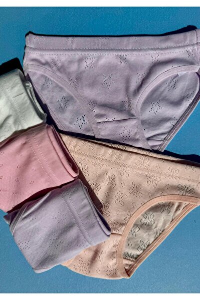 VicTroy 4-Piece Girl's Perforated Model Athlete and Triangle Panties Set - Total 8 Pieces