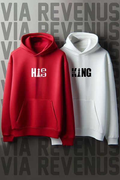 Vordevia Суитшърт с принт Her King His Queen - Dear Oversize