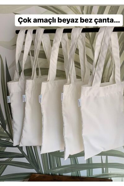 KIRLENTİM As 5pcs - Plain White Unprinted Cloth Bag